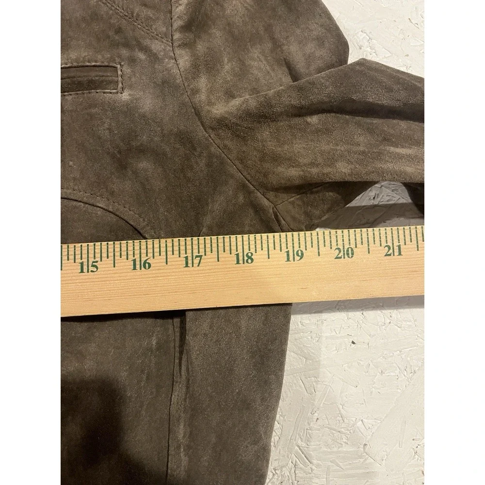 ALFANI WOMEN'S GENUINE LEATHER SUEDE OLIVE GREEN JACKET SIZE‎ MEDIUM POCKETS ZIP